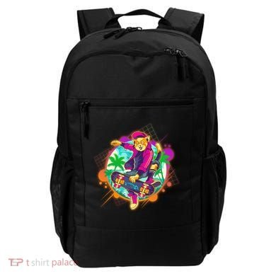 Funny Cool Retro 80s Skatebording Cat Backpack