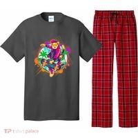 Funny Cool Retro 80s Skatebording Cat Pajama Set thumb 0