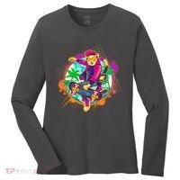 Funny Cool Retro 80s Skatebording Cat Women's Long Sleeve Shirt thumb 0