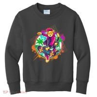 Funny Cool Retro 80s Skatebording Cat Kids Sweatshirt thumb 0