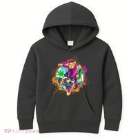Funny Cool Retro 80s Skatebording Cat Kids Hoodie thumb 0