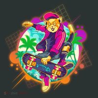 Funny Cool Retro 80s Skatebording Cat Kids Hoodie thumb 5