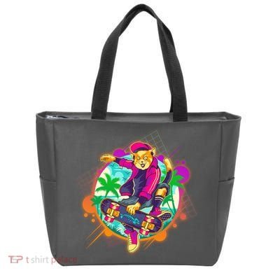 Funny Cool Retro 80s Skatebording Cat Bag
