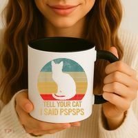 Funny Cat Retro Funny Gift For Tell Your Cat I Said Pspsps Coffee Mug thumb 3