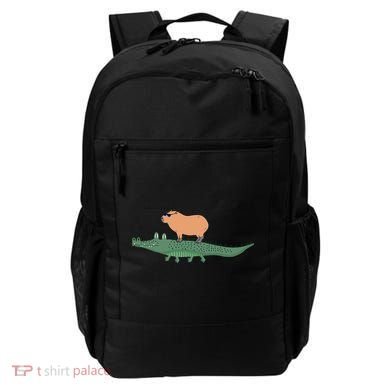 Funny Capybara Riding On A Crocodile Backpack