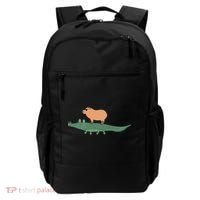 Funny Capybara Riding On A Crocodile Backpack thumb 0