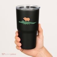Funny Capybara Riding On A Crocodile Tumbler thumb 2