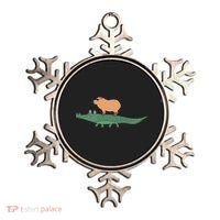 Funny Capybara Riding On A Crocodile Ornament thumb 0