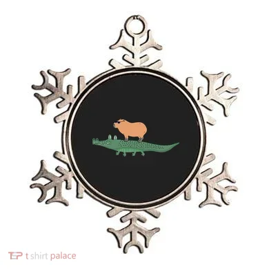 Funny Capybara Riding On A Crocodile Ornament
