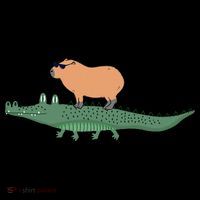 Funny Capybara Riding On A Crocodile Ornament thumb 1