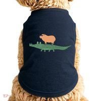 Funny Capybara Riding On A Crocodile Doggie Tank thumb 0