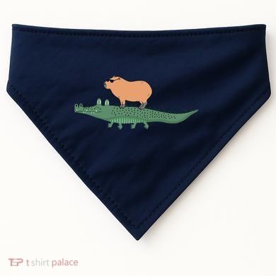 Funny Capybara Riding On A Crocodile USA-Made Doggie Bandana