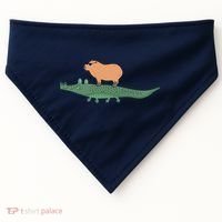 Funny Capybara Riding On A Crocodile USA-Made Doggie Bandana thumb 0