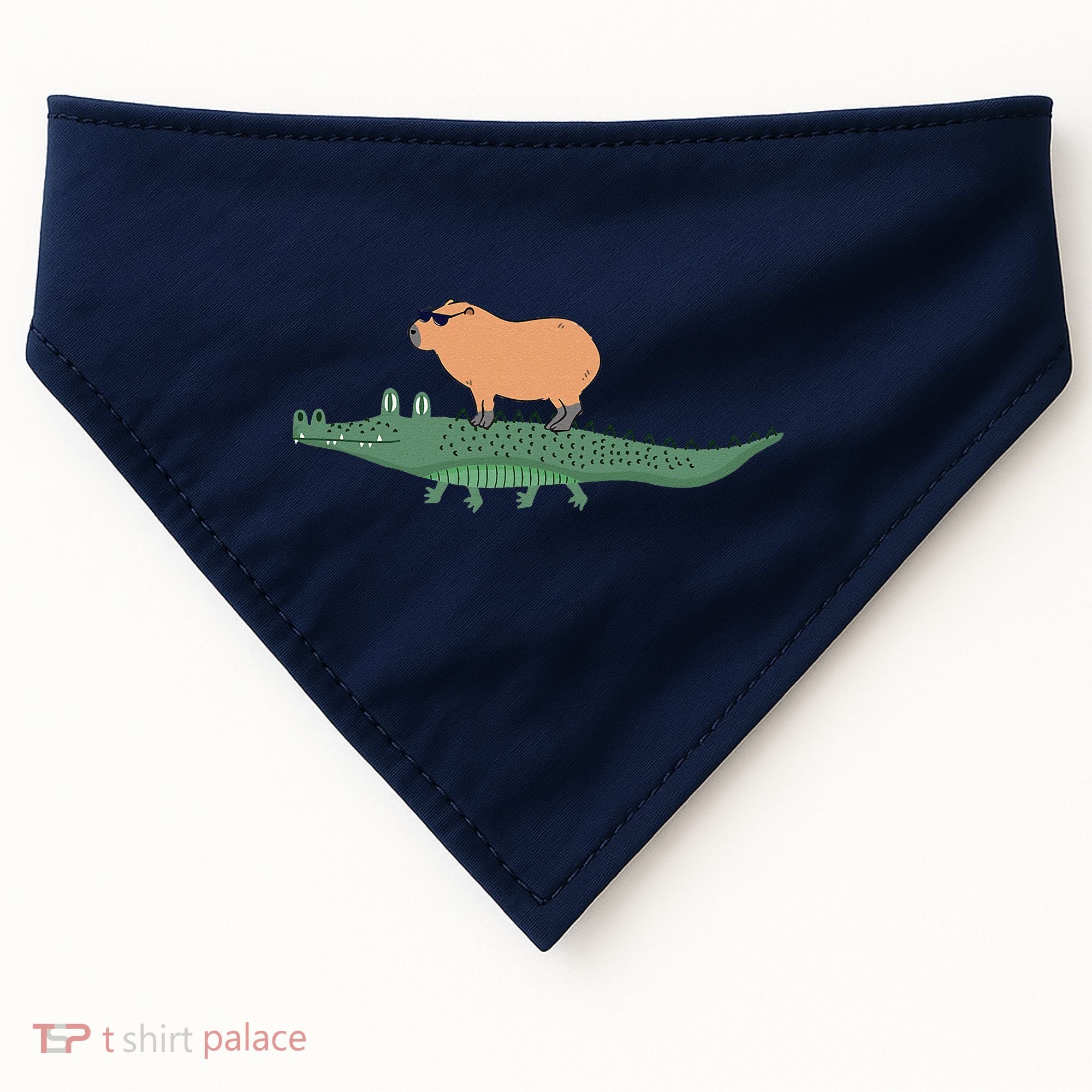Funny Capybara Riding On A Crocodile USA-Made Doggie Bandana
