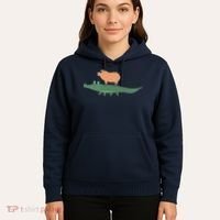 Funny Capybara Riding On A Crocodile Hoodie thumb 5