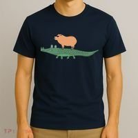 Funny Capybara Riding On A Crocodile T-Shirt thumb 3