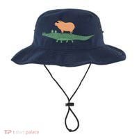 Funny Capybara Riding On A Crocodile Bucket Hat thumb 0