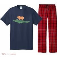 Funny Capybara Riding On A Crocodile Pajama Set thumb 0