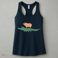 Funny Capybara Riding On A Crocodile Women's Tank Top thumb 3