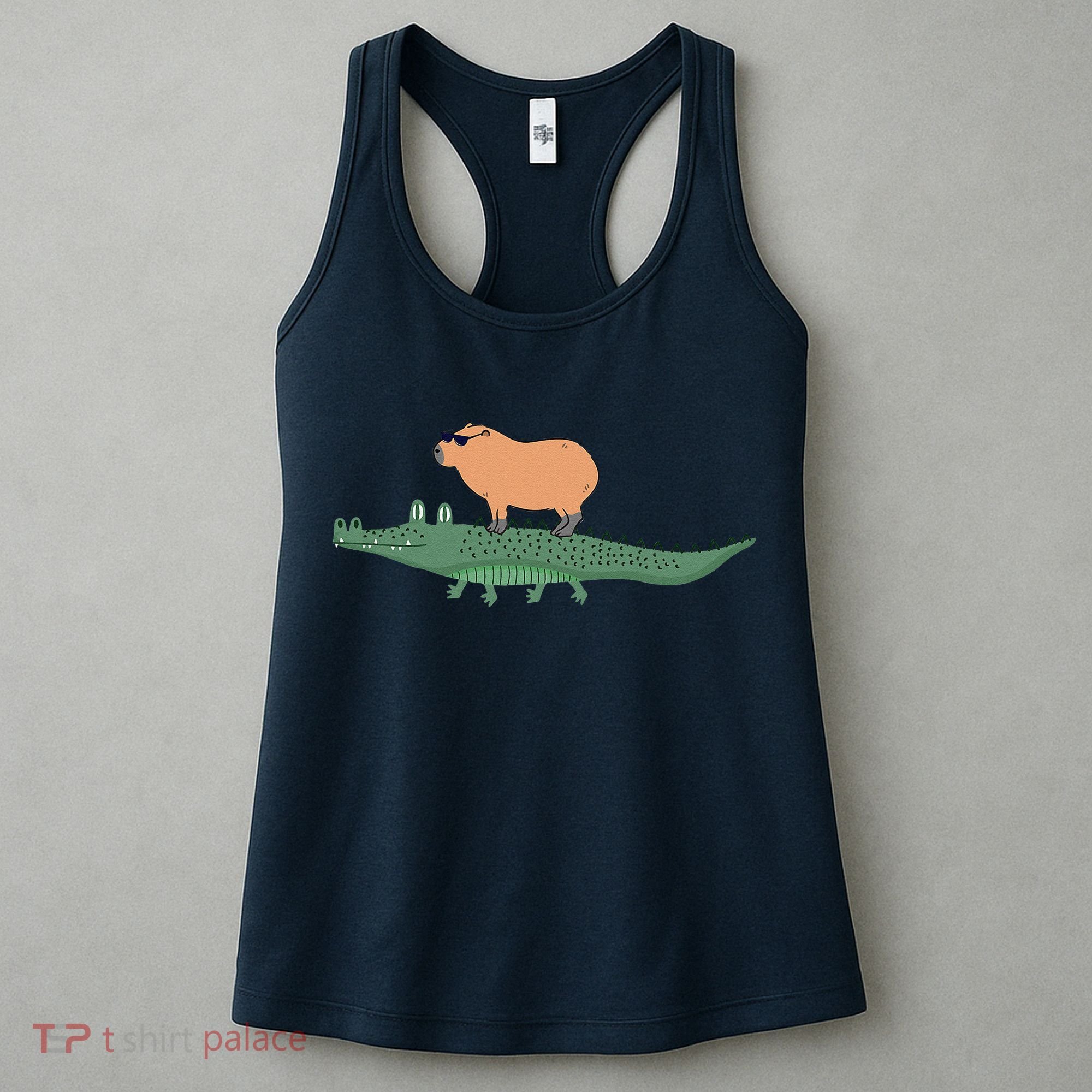 Funny Capybara Riding On A Crocodile Women's Tank Top