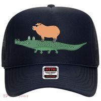 Funny Capybara Riding On A Crocodile Hat thumb 0