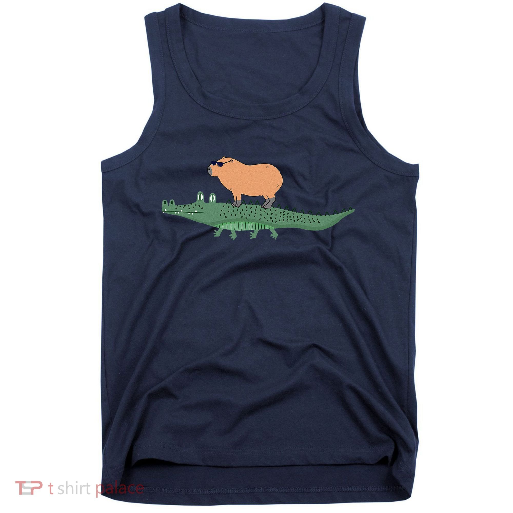 Funny Capybara Riding On A Crocodile Tank Top