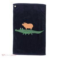 Funny Capybara Riding On A Crocodile Golf Towel thumb 0