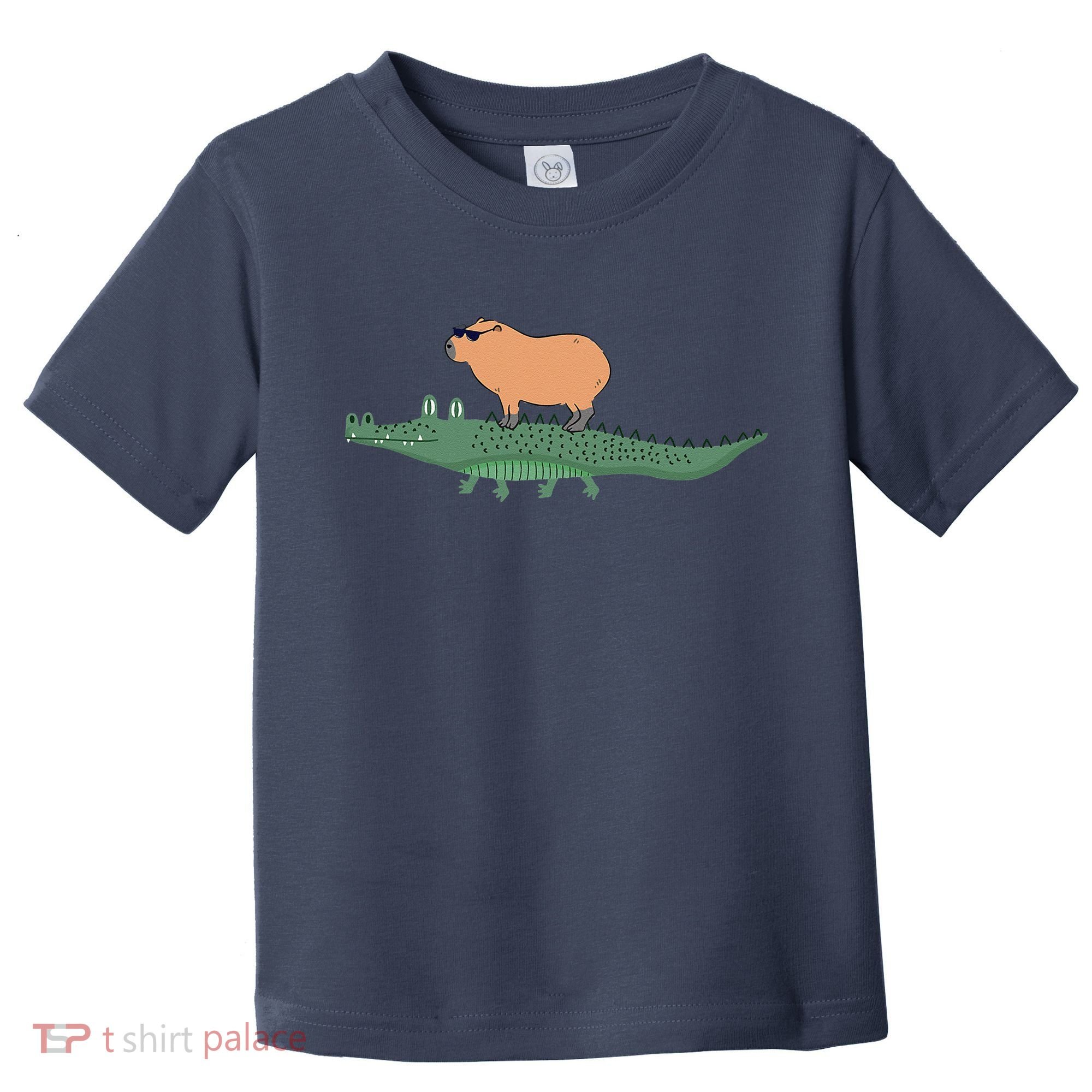 Funny Capybara Riding On A Crocodile Toddler T-Shirt