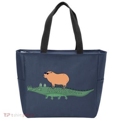 Funny Capybara Riding On A Crocodile Tote Bag