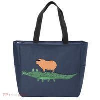 Funny Capybara Riding On A Crocodile Tote Bag thumb 0