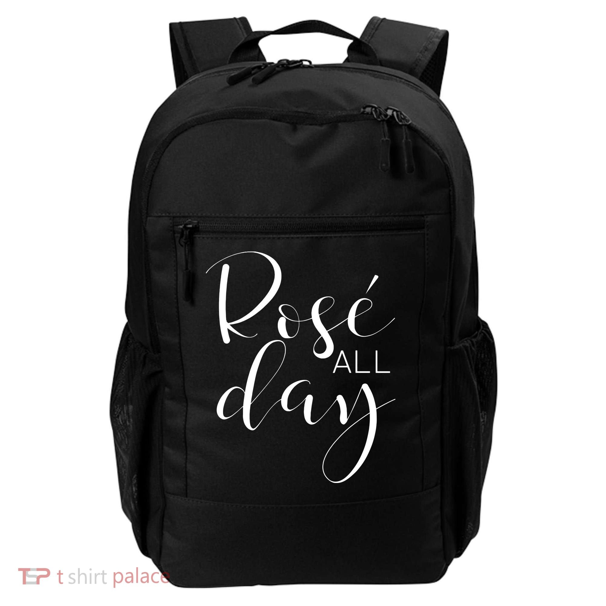 Funny Cute Rose All Day Wine Lover Gift Backpack