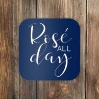 Funny Cute Rose All Day Wine Lover Gift Coaster thumb 0