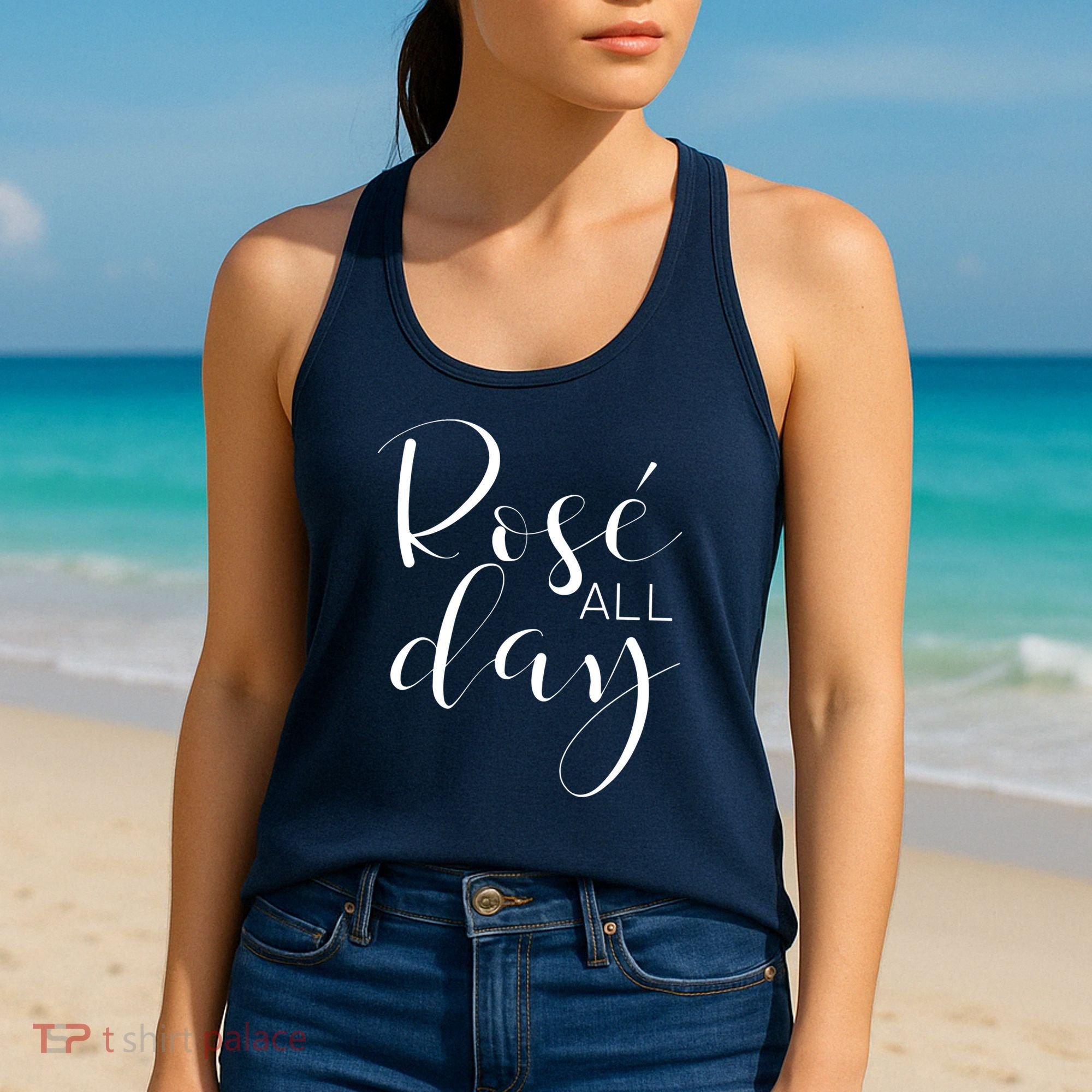 Funny Cute Rose All Day Wine Lover Gift Women's Tank Top