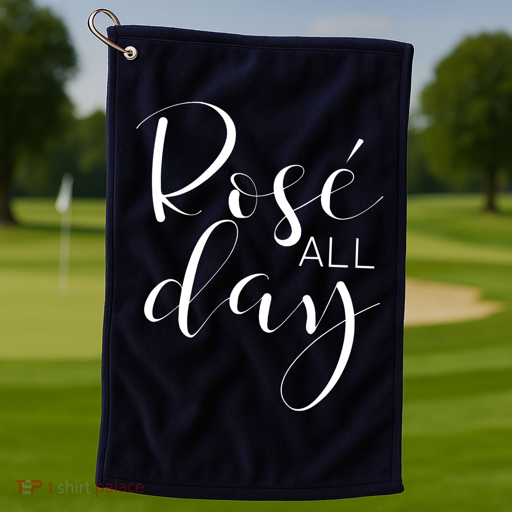 Funny Cute Rose All Day Wine Lover Gift Golf Towel