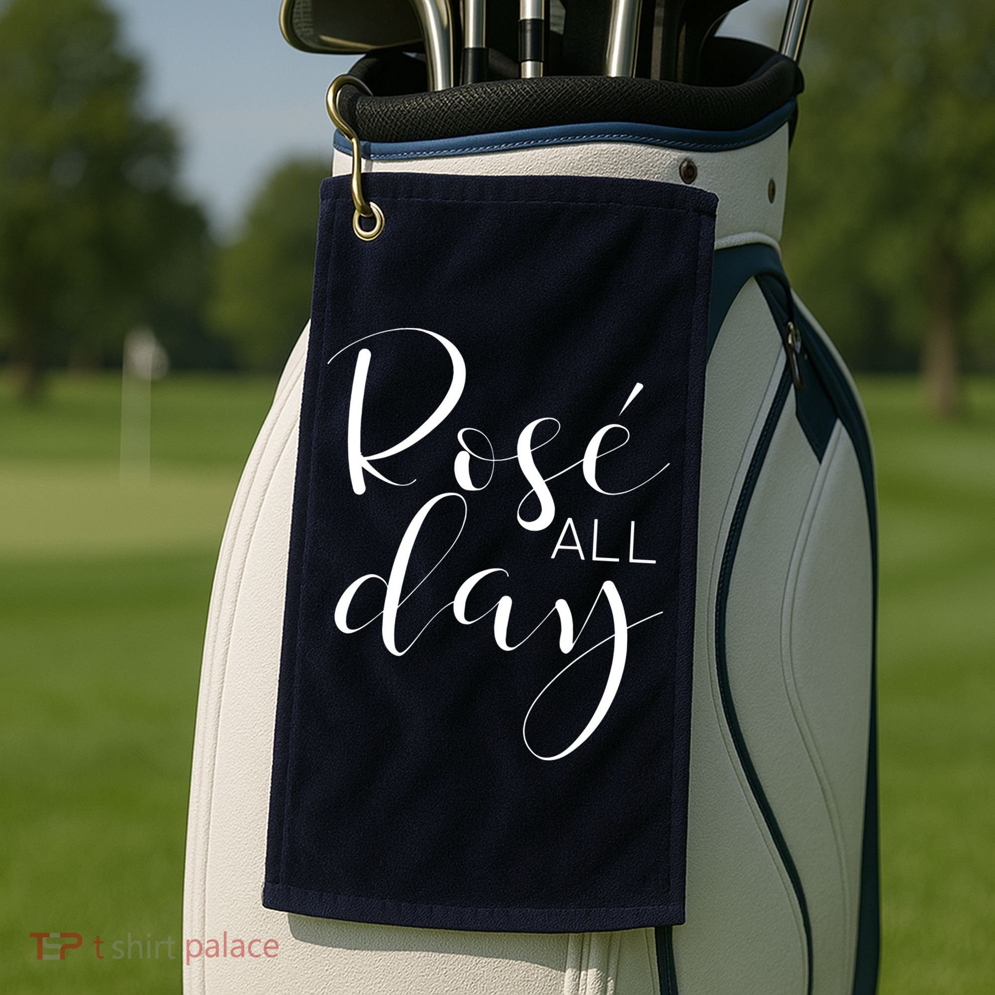 Funny Cute Rose All Day Wine Lover Gift Golf Towel