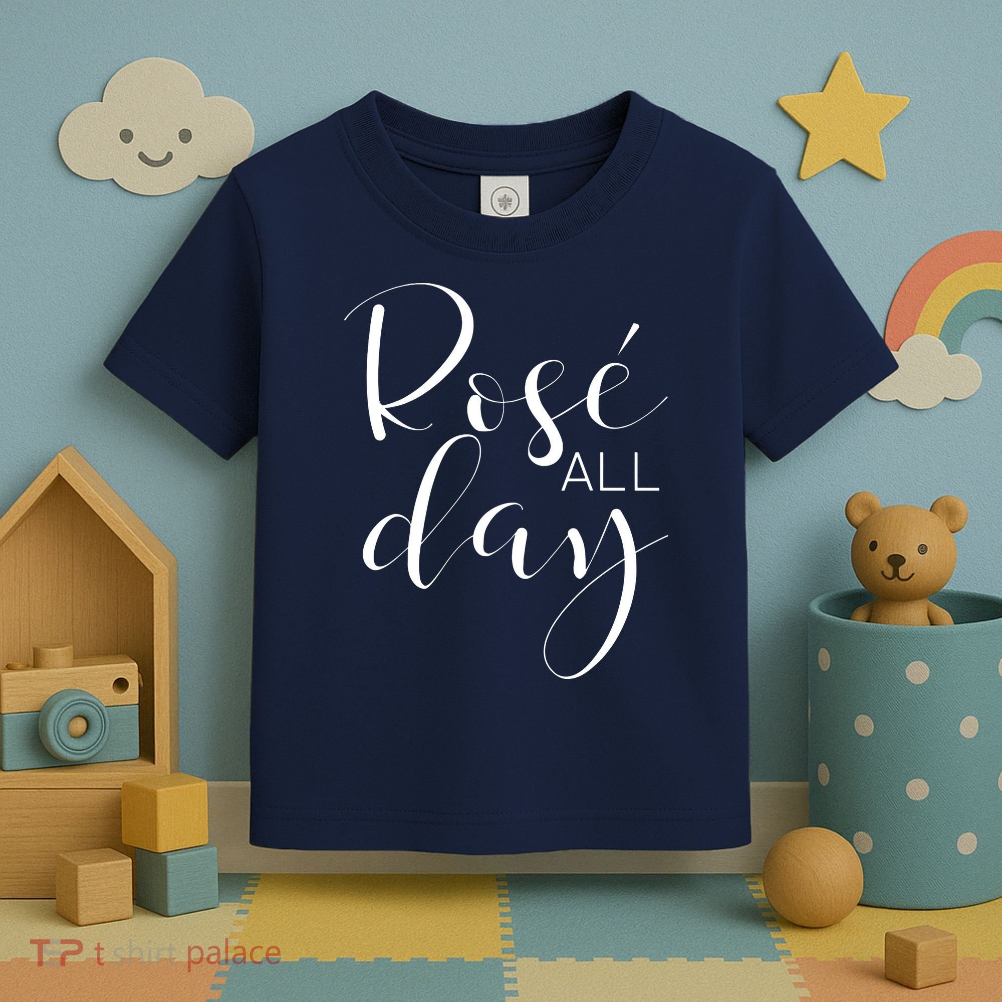 Funny Cute Rose All Day Wine Lover Gift Toddler T-Shirt