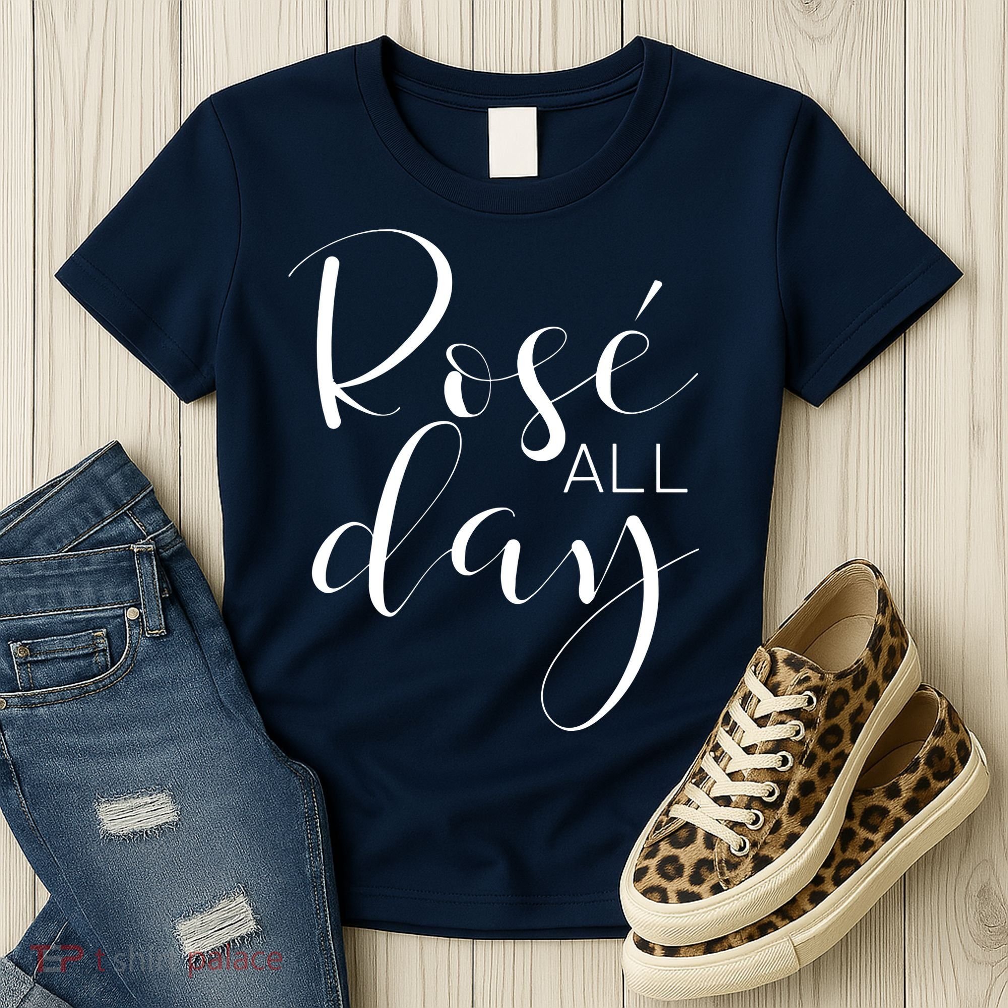Funny Cute Rose All Day Wine Lover Gift Women's T-Shirt