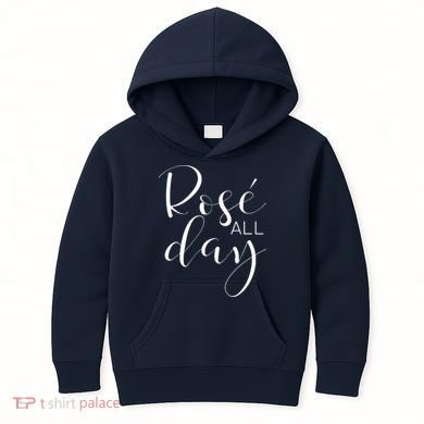 Funny Cute Rose All Day Wine Lover Gift Kids Hoodie