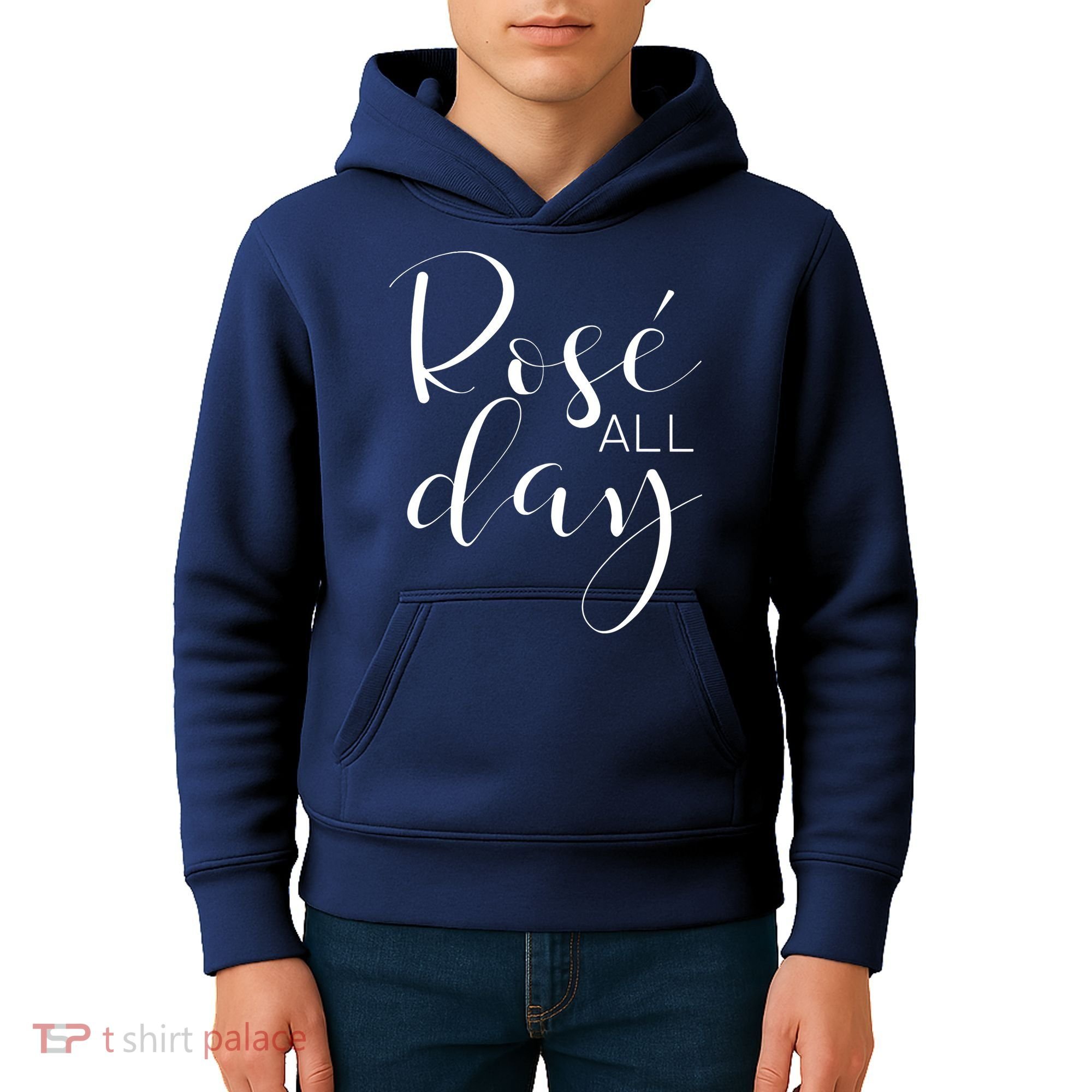 Funny Cute Rose All Day Wine Lover Gift Kids Hoodie