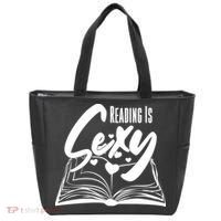 Funny Cute Reading Is Sexy Book Lover Tote Bag thumb 0