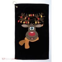 Funny Cute Reindeer Christmas 1 Golf Towel thumb 0