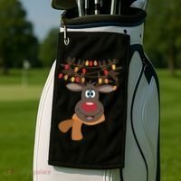Funny Cute Reindeer Christmas 1 Golf Towel thumb 2