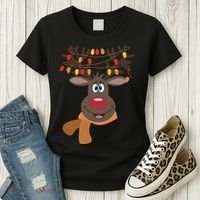 Funny Cute Reindeer Christmas 1 Women's T-Shirt thumb 3