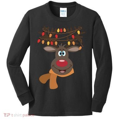 Funny Cute Reindeer Christmas 1 Kids Long Sleeve Shirt