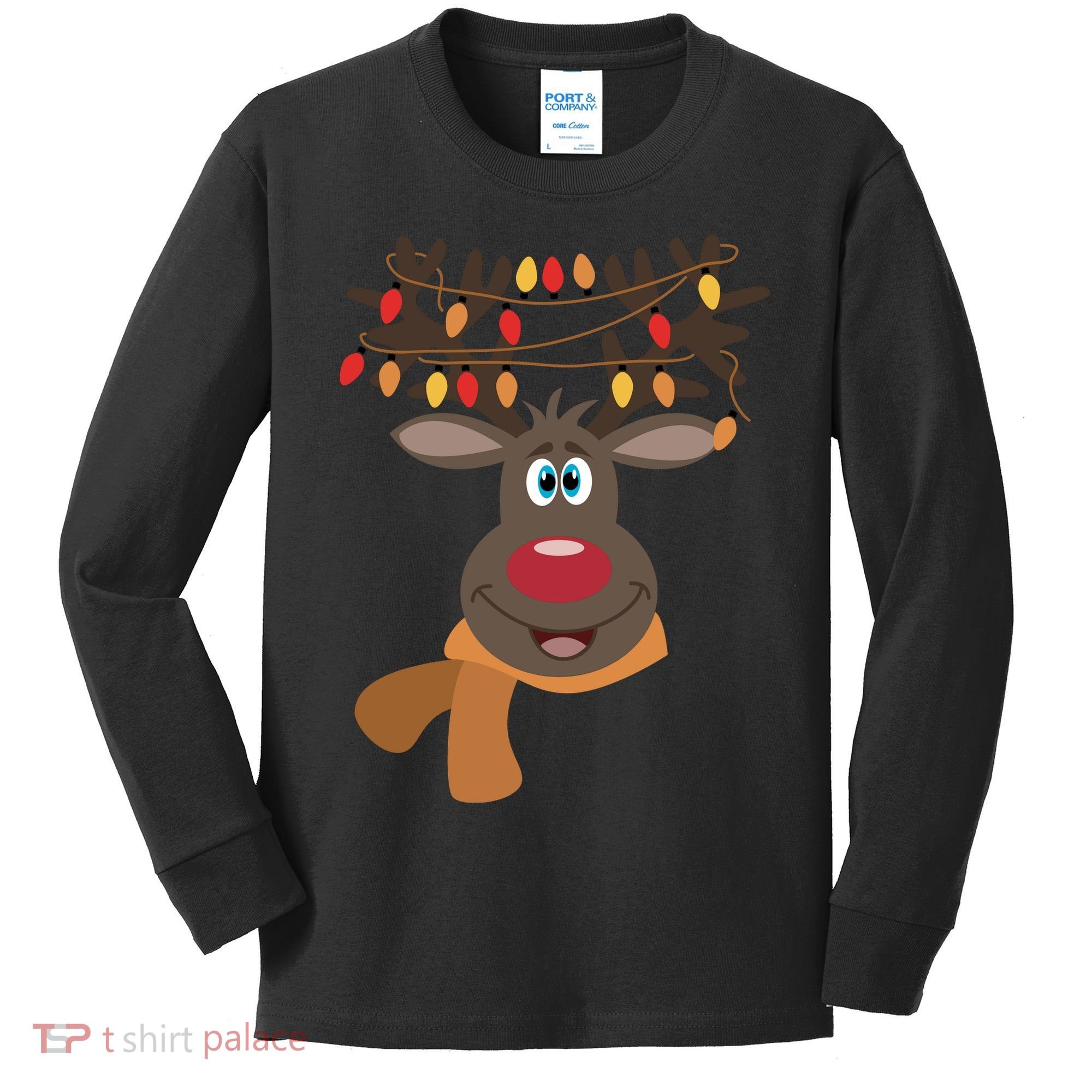 Funny Cute Reindeer Christmas 1 Kids Long Sleeve Shirt