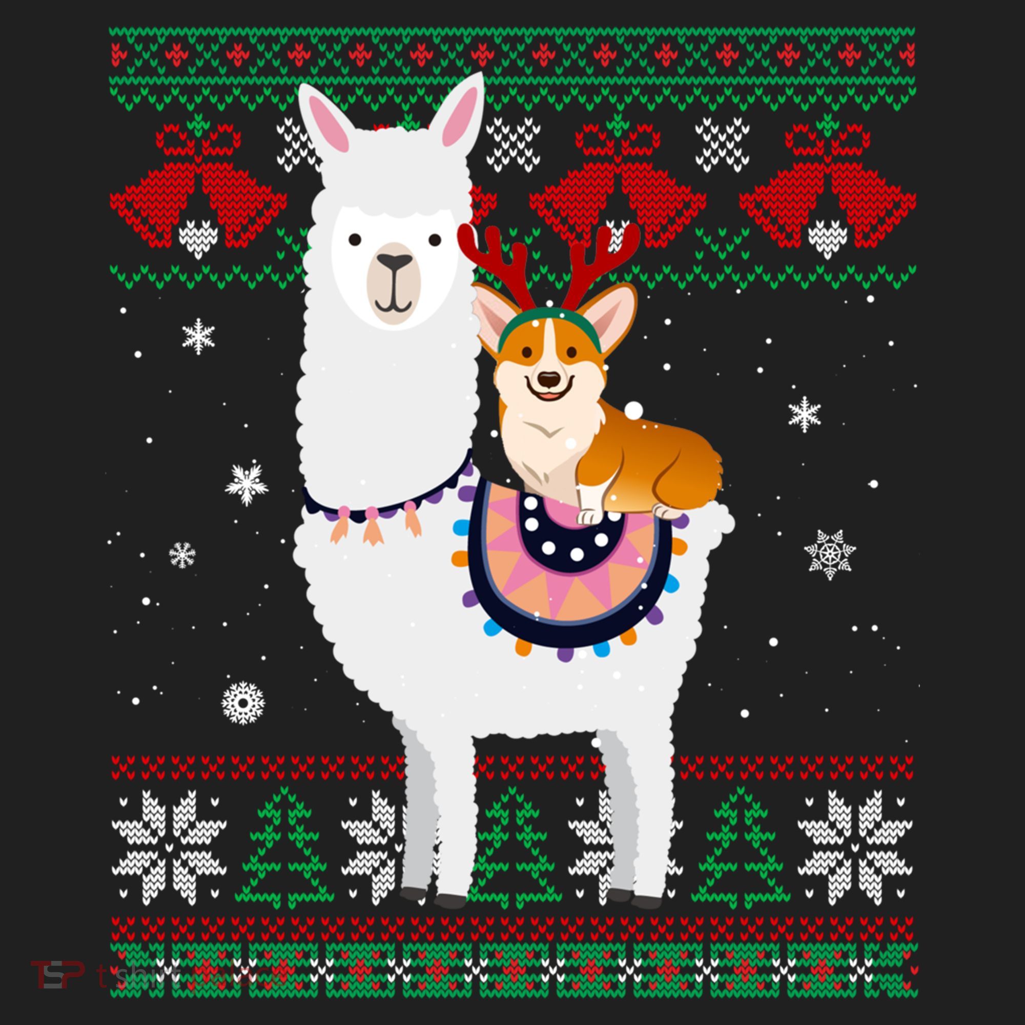 Funny Corgi Riding Llama Christmas Funny Gift Corgi Xmas Ugly Cute Gift Women's Sweatshirt