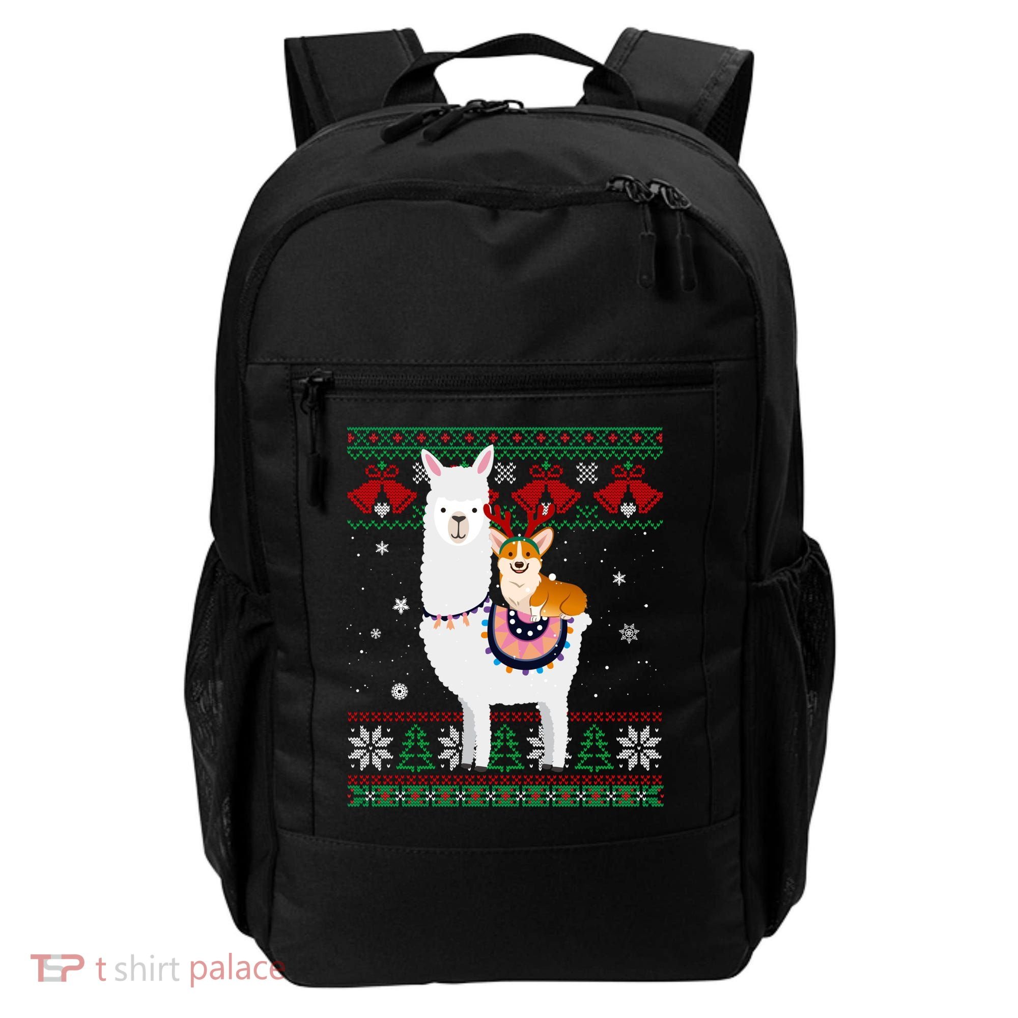 Funny Corgi Riding Llama Christmas Funny Gift Corgi Xmas Ugly Cute Gift Backpack