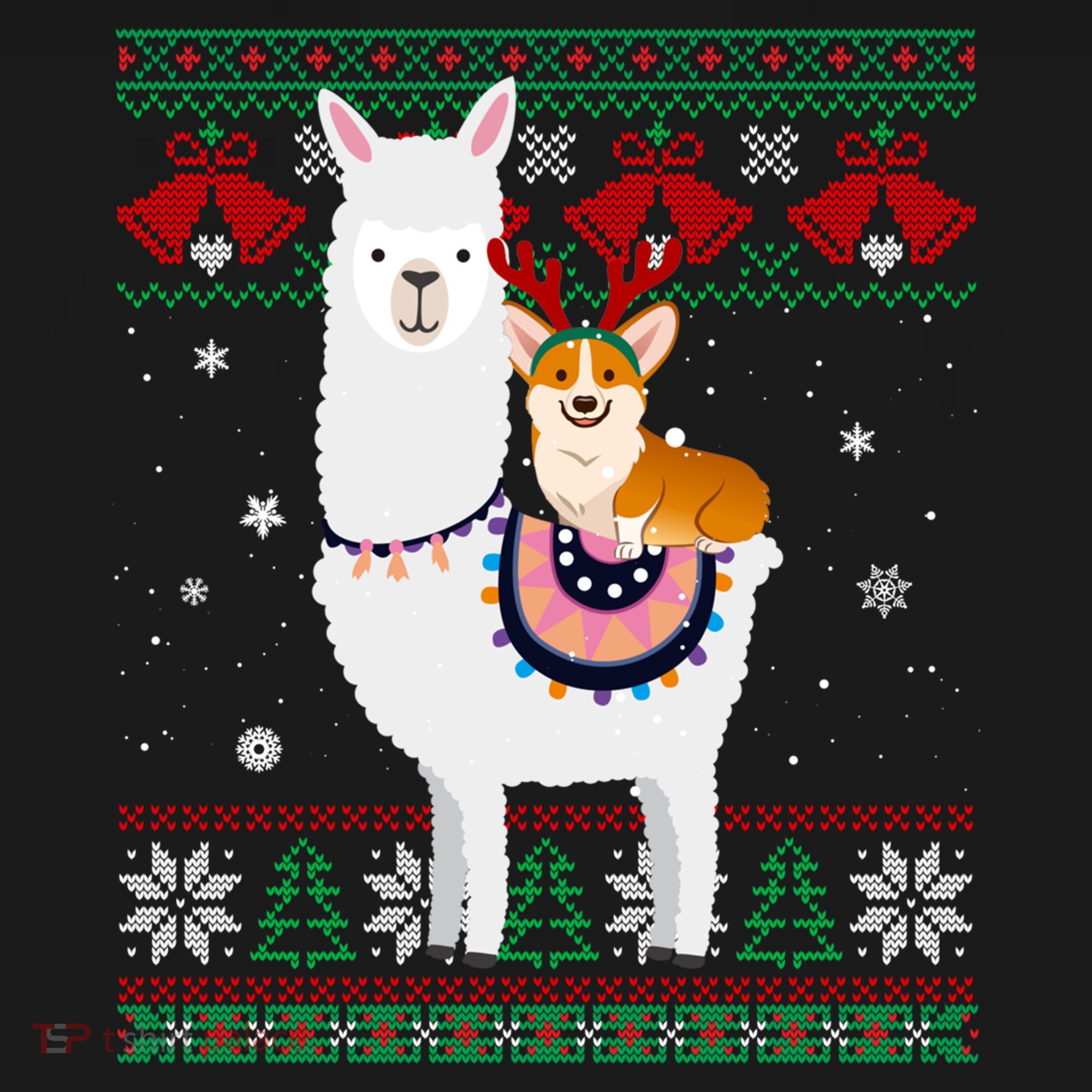 Funny Corgi Riding Llama Christmas Funny Gift Corgi Xmas Ugly Cute Gift Bucket Hat