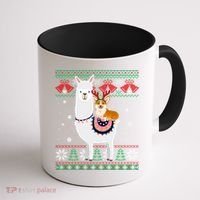 Funny Corgi Riding Llama Christmas Funny Gift Corgi Xmas Ugly Cute Gift Coffee Mug thumb 1