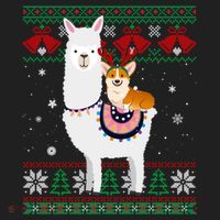 Funny Corgi Riding Llama Christmas Funny Gift Corgi Xmas Ugly Cute Gift Beanie thumb 2